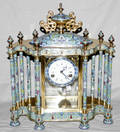 072135 CLOISONN  BRASS MANTEL CLOCK