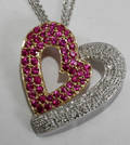 060165 RUBY DIAMOND  GOLD HEART SHAPED NECKLACE