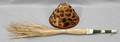 060142 AFRICAN BEADED BROOM  FUR W HIDE BASKET