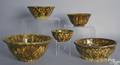 Five brown sponge glazed bowls
