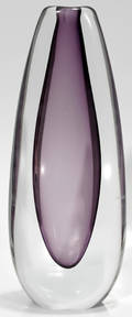 051218 ORREFORS TYPE PURPLE  CLEAR CRYSTAL VASE