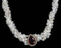 051211 PEARL PINK TOURMALINE  DIAMOND NECKLACE