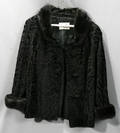 050107 BLACK LAMB JACKET W MINK COLLAR  CUFFS