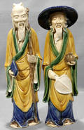 042161 CHINESE GLAZED POTTERY FIGURES OF ELDERS