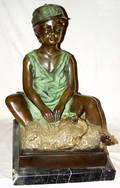 042171 AFTER JIM DAVIDSON BRONZE SCULPTURE BOY