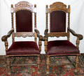 041204 JACOBEAN STYLE CARVED OAK ARMCHAIRS