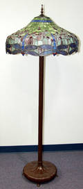032081 DRAGONFLY LEADED GLASS AND BRONZE FLOOR LAMP