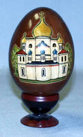 031261 RUSSIAN LACQUERED WOOD EGG WITH STAND