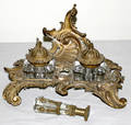 031256 FRENCH STYLE GILT METAL  CAST IRON INK STAND