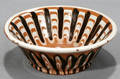 081280 SLIPWARE ORANGE BROWN  WHITE POTTERY BOWL