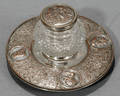 081239 ELKINGTON CRYSTAL  SILVER PLATE INKWELL