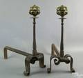 Two pairs of Continental wrought iron andirons late 18thearly 19th c