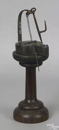 Peter Derr copper and wrought iron betty lamp 19th c