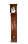 French Carved Oak 8 Day Tall Case Clock 19th C
