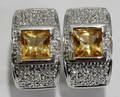 060177 CITRINE DIAMOND  GOLD EARRINGS