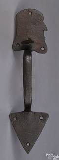 Exceptional New England wrought iron thumb latch 18th19th c