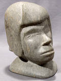 052121 INUIT GREEN SOAPSTONE CARVING OF A HEAD