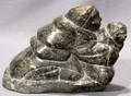 052120 INUIT SOAPSTONE GREY CARVING MOTHER  INFANT