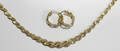 050171 14K GOLD LEAF DESIGN NECKLACE  EARRINGS