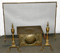 031293 BRASS FIRE SCREEN PAIR OF ANDIRONS  TINDER B
