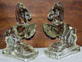 030184 GLASS BOOKENDS DEPICTING REARING HORSES
