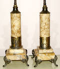 072242 ITALIAN MARBLE  BRONZE TABLE LAMPS