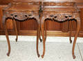 072208 CARVED WALNUT SQUARE END TABLES