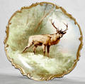 071336 LIMOGES HANDPAINTED PORCELAIN STAG CHARGER