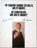 070202 LEE IACOCCA AUTOGRAPH ON CHRYSLER BROCHURE