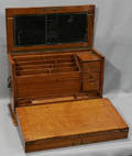 062212 WALNUT TRAVELING WRITING DESK COMPARTMENTS