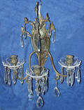 052179 FRENCH STYLE 3ARM BRONZE  CRYSTAL SCONCES