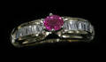 051275 GOLD BURMESE RUBY  DIAMOND RING