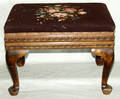 050204 QUEEN ANN STYLE WALNUT  NEEDLE POINT STOOL