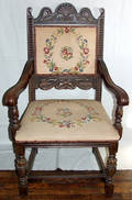 050199 EDWARDIAN OAK OPEN ARM CHAIR