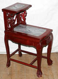 040255 CHINESE CARVED ROSEWOOD STEP TABLE MARBLE