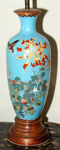 031340 CHINESE CLOISONN URN MOUNTED AS TABLE LAMP