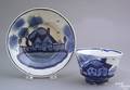 Unusual blue spatter cup and saucer