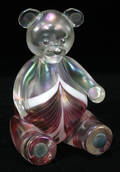 060258 IRIDESCENT BLOWN GLASS FIGURE OF A BEAR