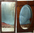 040310 AMERICAN ANTIQUE OAK  MAHOGANY WALL MIRRORS