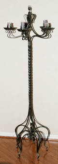 032203 WROUGHT IRON 5 LIGHT TORCHIERE C 1900