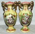031371 ENGLISH PARIS DESIGN YELLOW POTTERY VASES