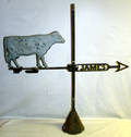 030252 COW FORM TIN WEATHERVANE ON WEIGHTED BASE