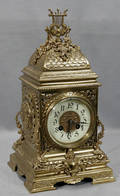 030238 BRASS MANTLE CLOCK PIERCED IN RELIEF