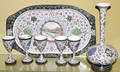 072307 PERSIAN ENAMELED TRAY W LIQUEUR GLASSES