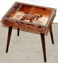 040351 S AFRICAN COPPER PLAQUE TEA TABLE W CARVINGS