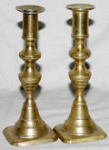 031440 BRASS PUSHUP CANDLESTICKS 19TH CENTURY