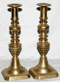 031435 BRASS PUSHUP CANDLESTICKS 19TH CENTURY