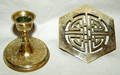 080321 ORIENTAL STYLE BRASS CANDLESTICK  TRIVET
