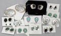 080315 NAVAHO ONYX  TURQUOISE STERLING EARRINGS
