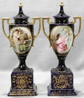 072351 VIENNA PORCELAIN COVERED URNS